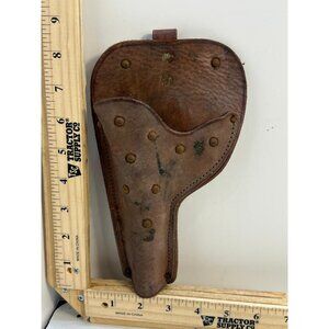 Vintage Leather Holster Stitched Durable Collectible, Well-Used Condition